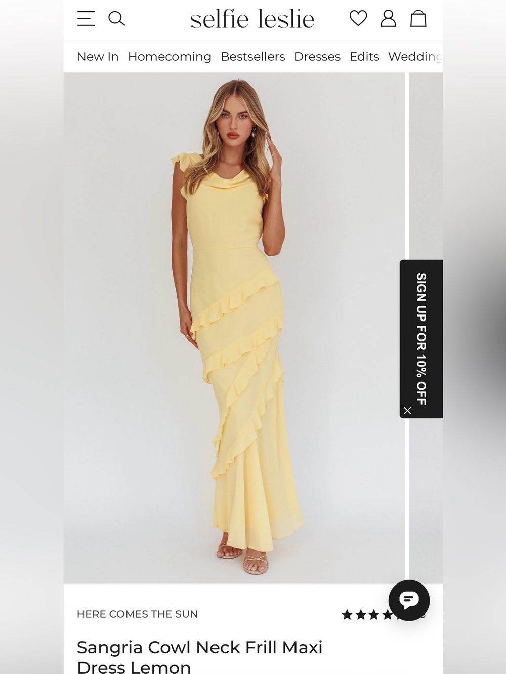 Selfie Leslie Pale Yellow Ruffle-Trim Maxi Dress